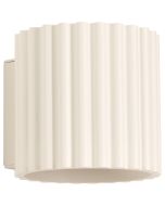 Sollux Aura beige geribbeld cilindervormige wandlamp van 10 cm in hoogte met een G9 lampje erin