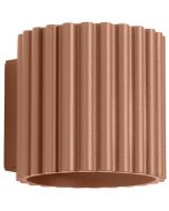 Sollux Aura mokka bruin geribbeld cilindervormige wandlamp van 10 cm in hoogte met een G9 lampje erin