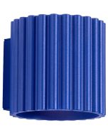 Sollux Aura marine blauw geribbeld cilindervormige wandlamp van 10 cm in hoogte met een G9 lampje erin