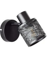 Brilliant Bano 99868/76 zwarte wandspot met kap van zwart metal met open motief