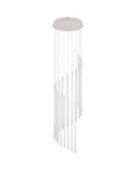 Trio Baxter hanglamp voor de vide met zwarte plafondlamp met een diameter van 37 cm met 20 pendels met LED staven van 62 cm lang en een diameter van 16 mm. 