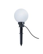 Trio Bolo R57042001 wit bolvormige terraslamp van 20cm met zwarte grondspies en snoer