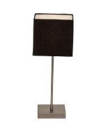 Brilliant Aglae 94873/63 staalkleurig tafellampje met antraciet grijs vierkant kapje van textiel