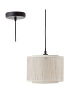 Brilliant Odar 99481/09 hanglamp met zwarte pendel en dubbele kap van beige textiel en papier