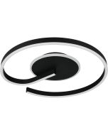 Reality Calle zwarte cirkelvormige plafonnière met een diameter van 50 cm en LED rond de plafondplaat en in de ring