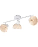 Casalum Calvi wit wandspotje met kapje met een diameter van 13cm van rotan en kiepschakelaar op het wandplaatje