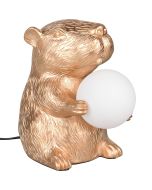 Reality Gatio tafellamp van 30 cm hoog in de vorm van een zwart poesje die een witte bal met omhoog houdt