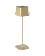 Konstsmide Capri glanzend gebroken witte tafellamp op batterijen van 37 cm hoog en touch dimmer op de kop