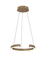 Freelight Cavallo brons-goudkleurige hanglamp met ring-hoefijzer vormige kap met geintegreerde LED en een diameter van 50cm aan drie kabels met katrolsysteem voor de hoogte