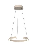 Freelight Cavallo creme kleurige hanglamp met ring-hoefijzer vormige kap met geintegreerde LED en een diameter van 50cm aan drie kabels met katrolsysteem voor de hoogte