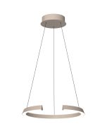 Freelight Cavallo brons-goudkleurige hanglamp met ring-hoefijzer vormige kap met geintegreerde LED en een diameter van 50cm aan drie kabels met katrolsysteem voor de hoogte