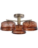 Plafondlamp Charlie 3-licht bruin 46cm