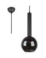 Trio Clayton 310300132 hanglamp met zwarte buis van 30cm en een verchroomd glazen kap met een diameter van 20cm