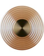 Searchlight Cleo 32210AM schijfvormige wandlamp met antiek bronzen binnenstuk en amber geribbeld glazen schijf