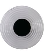 Searchlight Cleo 32210CL schijfvormige wandlamp met zwarte binnenstuk en helder geribbeld glazen schijf