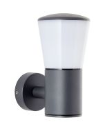 Brilliant Cliff 96475/63 antraciet grijze wandlamp voor buiten met kegelvormige wit kunststof opstaande kap