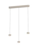 Freelight Cosmo creme kleurige langwerpige hanglamp van 90cm met drie pendels met katrolsysteem voor de hoogte en elk een klein bolletje met geïntegreerde LED