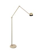Freelight Cugino olijf groene vloerlamp van 185cm hoog met dubbel scharnierende arm en spot met geintegreerde LED en touchdimmer