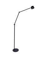 Freelight Cugino zwarte vloerlamp van 185cm hoog met dubbel scharnierende arm en spot met geintegreerde LED en touchdimmer