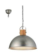 Trio Delhi 303400167 antiek metalen half ronde hanglamp met houten klos en metalen ketting