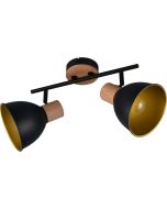 Casalum Delume witte spot van metaal met een diameter van 15 cm met houten fittinghouder en hout op het wandplaatje 