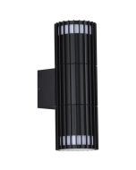 Searchlight Detroit 37738BK zwarte wandlamp met cilindervormige spot naar boven en beneden met lamellen aan de zijkant
