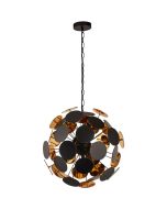 Searchlight Discus 3074-4BG zwarte hanglamp met goud kleurige binnenzijde