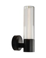 Konstsmide Edison mat zwarte wandlamp van 29 cm hoog met cilindervormig staand glas met LED staaf in het midden