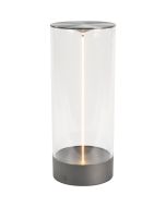Konstsmide Edison L antraciet grijze tafellamp met flexibele magnetische lichtbron van 32cm en acryl glazen kap