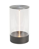 Konstsmide Edison M antraciet grijze tafellamp met flexibele magnetische lichtbron en acryl glazen kap van 23 cm hoog
