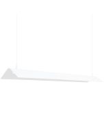 Witte driehoekig langwerpige hanglamp van metaal van 150 cm lang met buisvormige LED eronder