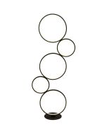 Searchlight Cirque EU25771-5BK zwart metalen vloerlamp van vijf gestapelde zwarte LED ringen met LED aan de binnenzijde