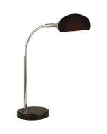 Searchlight Astro EU3086-1BK chromen tafellampje met zwart half ovalen glazen kapje