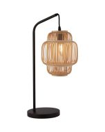 Searchlight Java EU60095BK zwarte tafellamp met hangende kap van bamboe spijlen