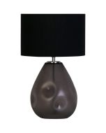 Searchlight Devon EU65420BK tafellamp van 45cm hoog met zwart gedeukt glazen voet en zwarte kap van textiel