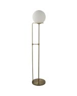 Searchlight Sphere antiek bronzen vloerlamp met opaal glazen bol