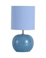 Searchlight Fete tafellamp van 30,5cm hoog met blauw glazen voet en lichtblauw kapje van textiel