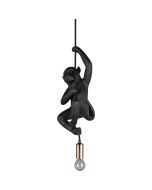 Reality Fips hanglamp met een zwart aapje van 38 cm hangend aan het snoer met een koperkleurige fitting met E14 kogellampje