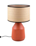 Casalum Formentera tafellamp van 43 cm hoog met terracotta voet van keramiek en ronde kap met een diameter van 28 cm van papiergaren