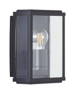 Brilliant Gaia 44480/06 zwarte rechthoekige buiten wandlamp met drie transparante ruitjes