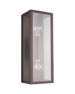 Trio Garonne 201860231 witte rechthoekige wandlamp voor buiten met drie helder glazen ruitjes en een updown light erin voor E27 peertjes