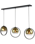 Freelight Aureol H2233GD zwarte hanglamp met goud glas