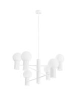 Sollux Halo SL.1829 witte kroonluchter met zes geribbelde fittinghouders en wit glazen lampenkappen