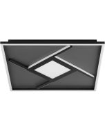 Brilliant Hardy zwarte plafonnière met een doorsnede van 46 cm  bestaande uit een vierkante plafondbalk met vierkant frame en gekruisde balken met geïntegreerde LED