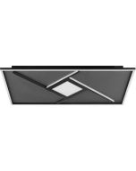 Brilliant Hardy zwarte plafonnière met een lengte van 71 cm  bestaande uit een rechthoekige plafondplaat met rechthoekig frame en gekruiste balken met geïntegreerde LED