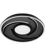 Brilliant Hardy zwarte plafonnière met een doorsnede van 46 cm  bestaande uit een vierkante plafondbalk met vierkant frame en gekruisde balken met geïntegreerde LED