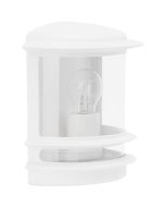 Brilliant Hollywood 47880/05 half ronde witte buiten wandlamp met helder glazen raam en zichtbaar E27 peertje