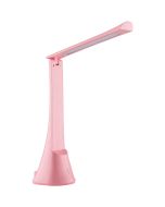 Brilliant Idana roze oplaadbare bureaulamp van 37 cm hoog met kantelbare langwerpige kop en touchdimmer op de voet