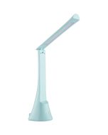Brilliant Idana lichtblauwe oplaadbare bureaulamp van 37 cm hoog met kantelbare langwerpige kop en touchdimmer op de voet
