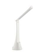 Brilliant Idana witte oplaadbare bureaulamp van 37 cm hoog met kantelbare langwerpige kop en touchdimmer op de voet